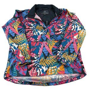 Lauren James Womens Medium Multicolor Tropical Print Pullover Jacket Windbreaker